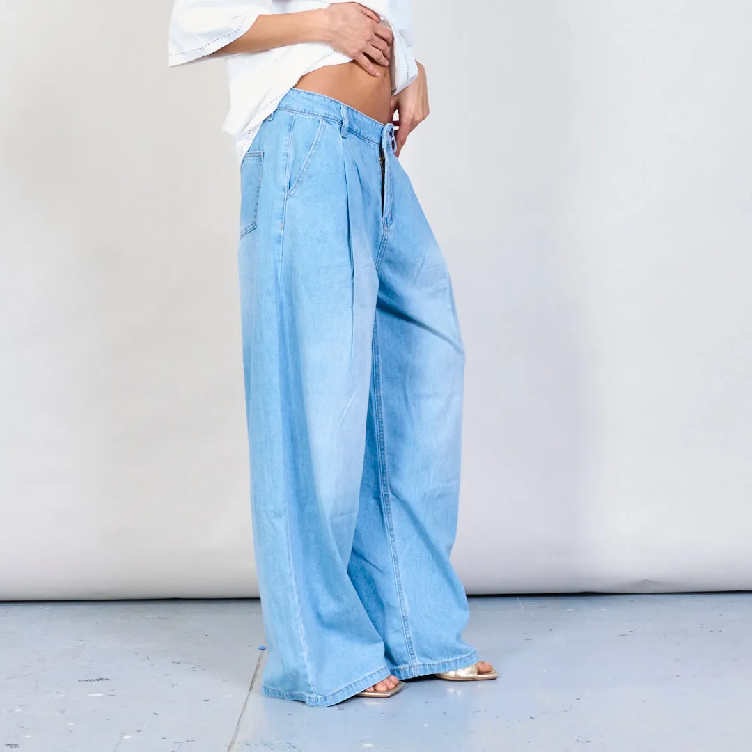 High-waist pleated denim pants wholesale