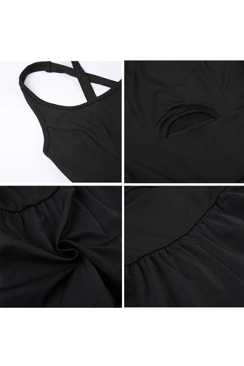 JD1096 Solid Cutout Tank Romper