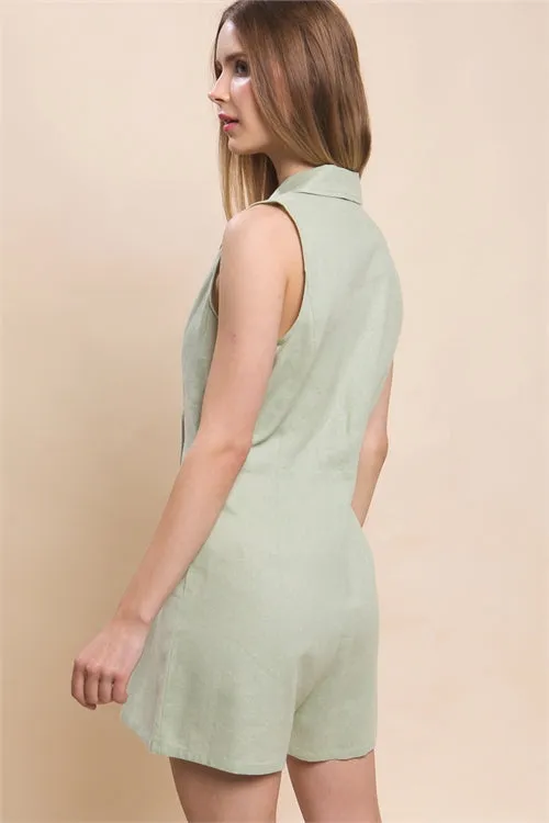 Linen Celery Romper