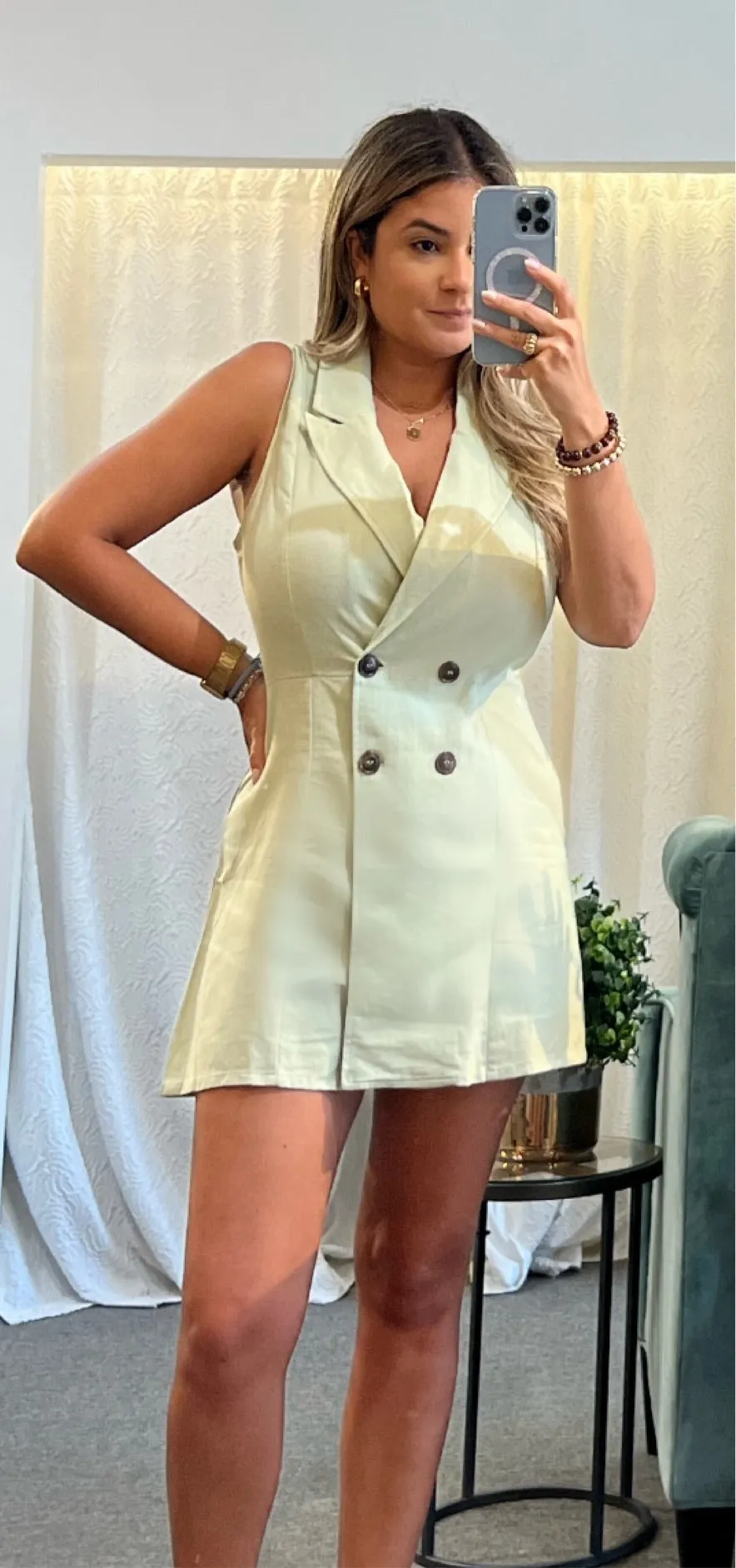 Linen Celery Romper