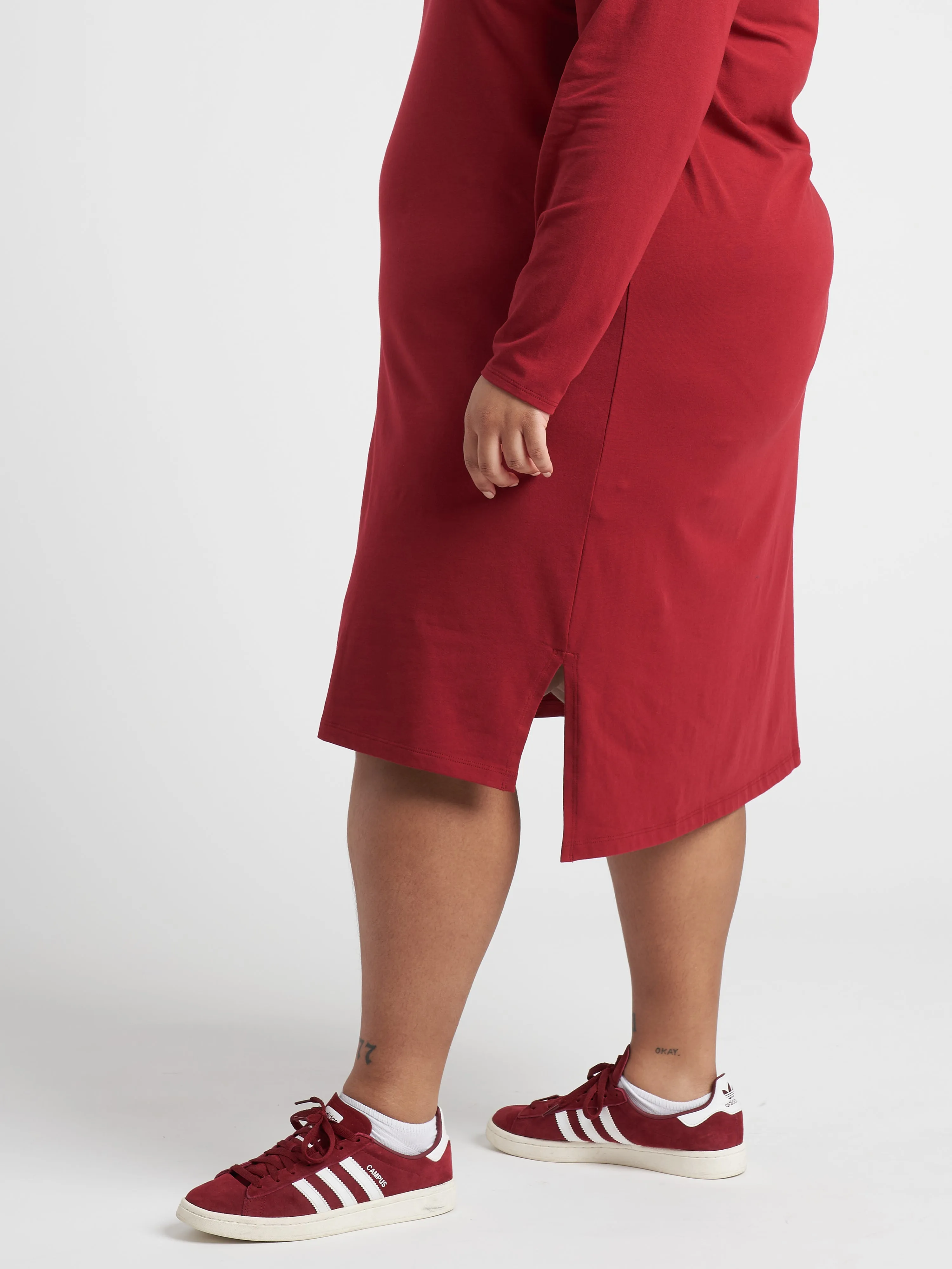 Long Sleeve Tesino Washed Jersey Dress - Red Dahlia