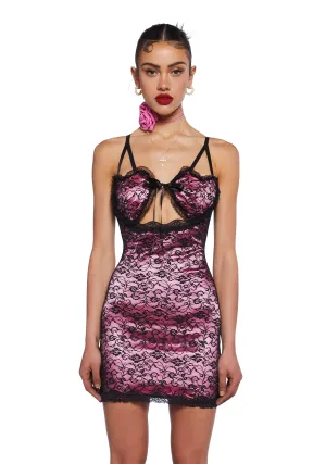 Love In Command Lace Mini Dress - Pink