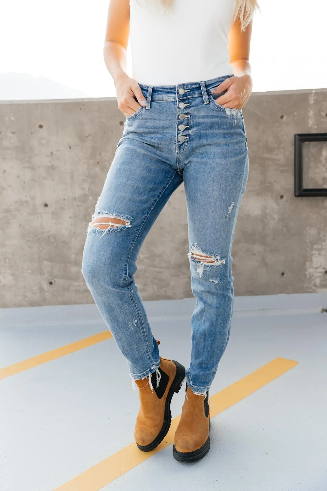 Memphis Button Fly Boyfriend Jeans