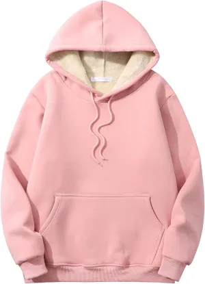 Men's Sherpa Fleece Pink Long Sleeve Hoodie