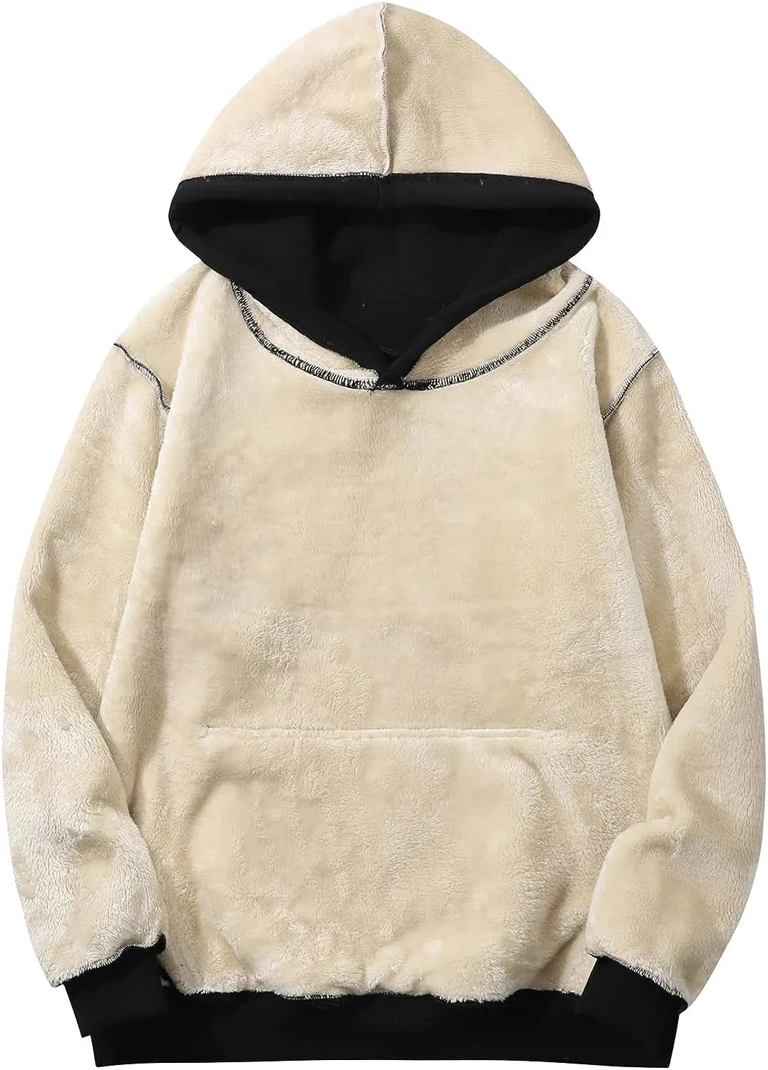 Men's Sherpa Fleece Pink Long Sleeve Hoodie