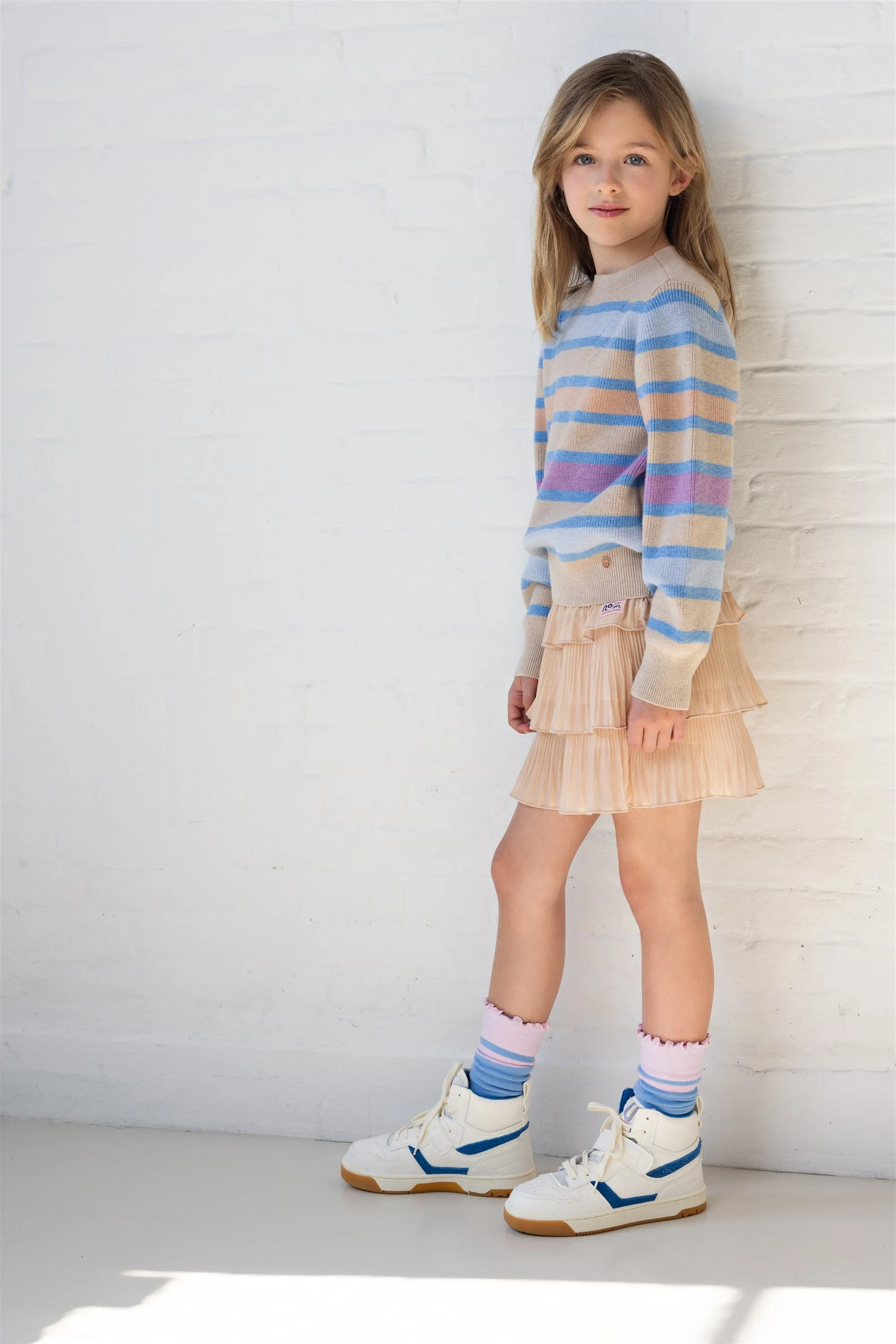 NoNo K-Soft Girls Striped Knitted Sweater Sand