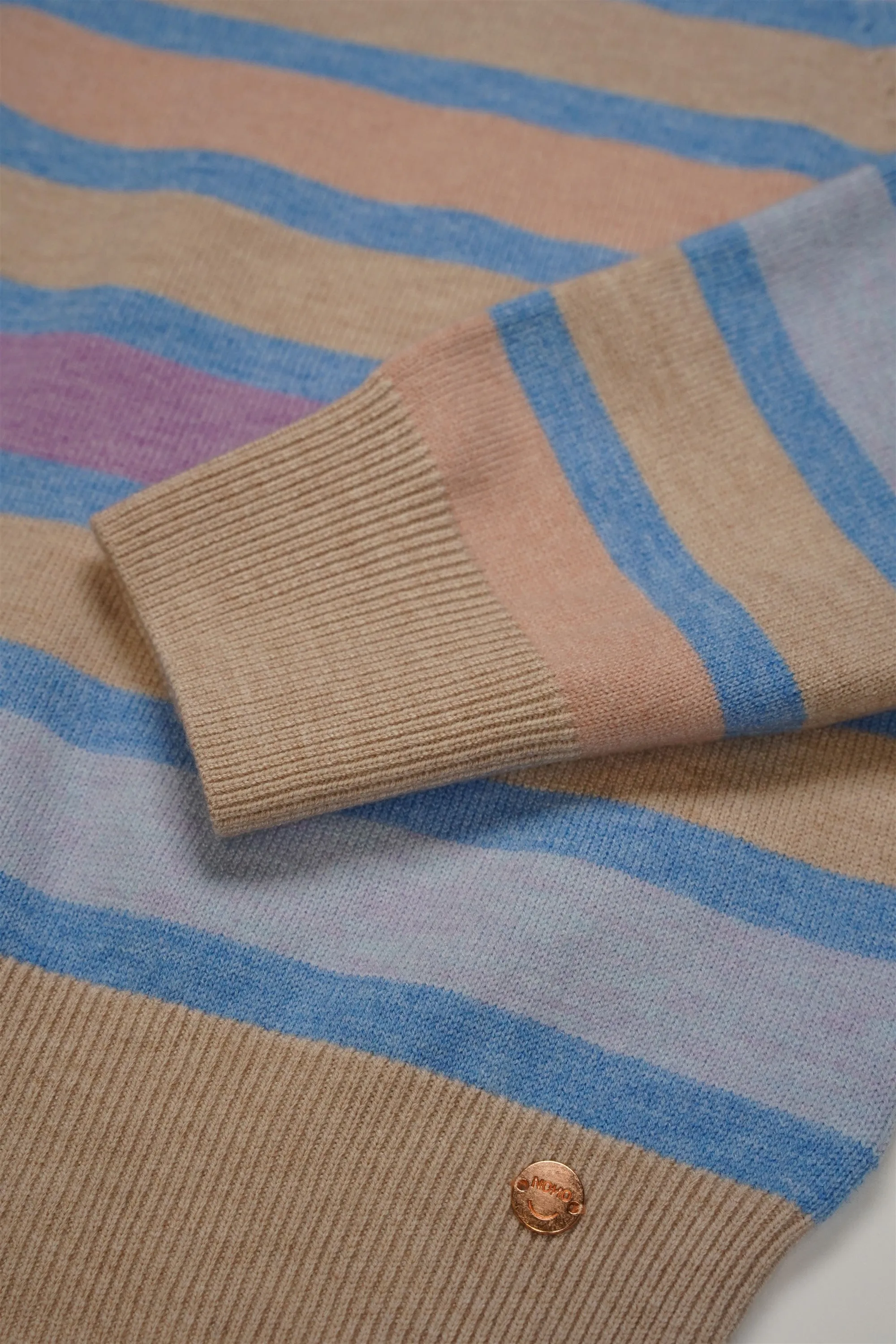 NoNo K-Soft Girls Striped Knitted Sweater Sand