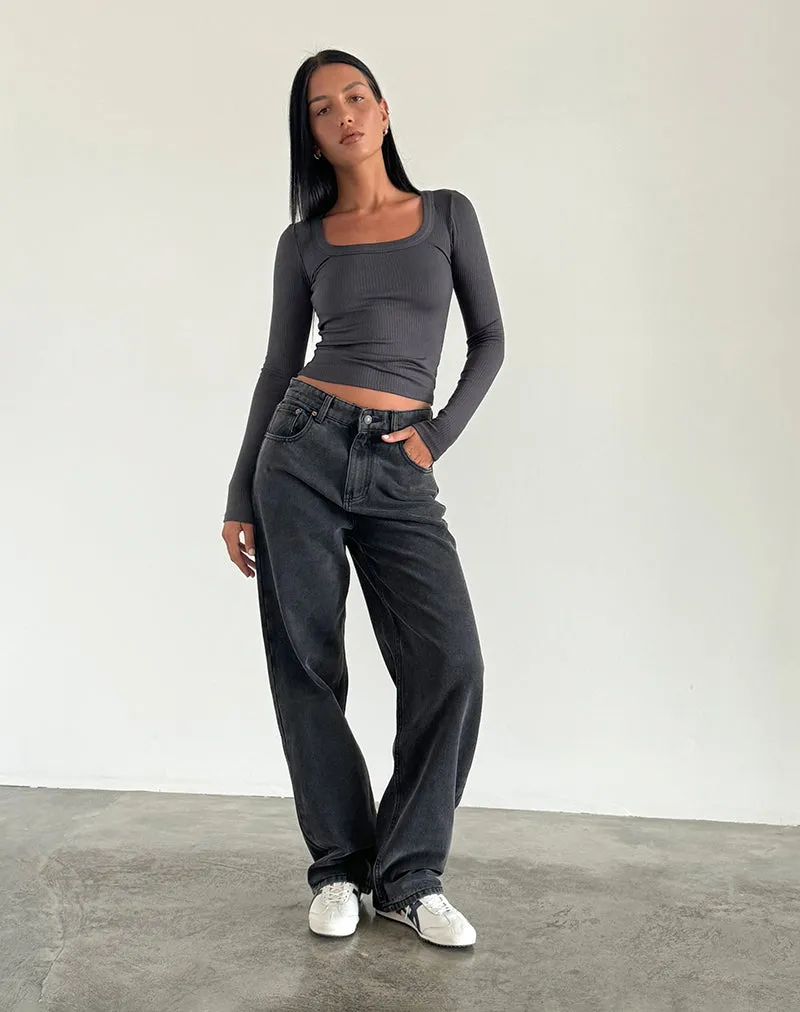 Parallel Jeans in Black Wash