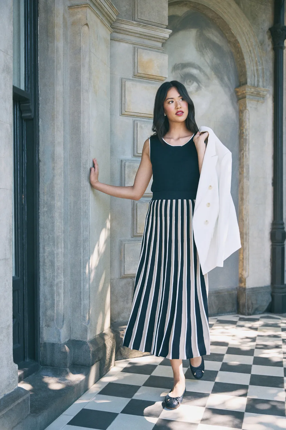 Pleated Knit Skirt