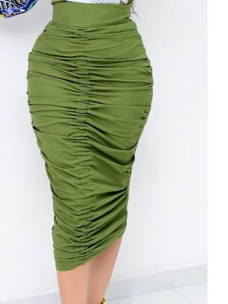 Pleated Zipper Midi Skirt