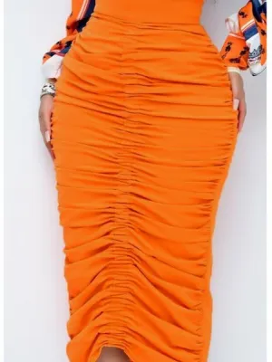 Pleated Zipper Midi Skirt