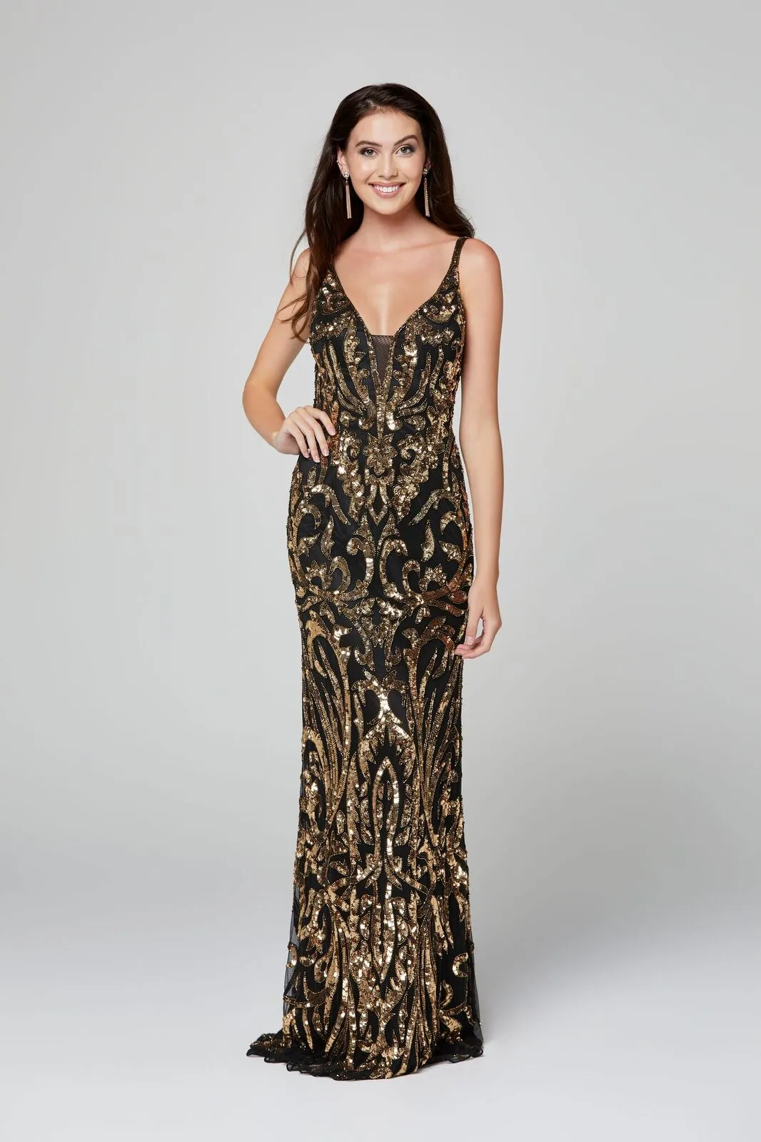 Primavera Couture 3454 Size 4 Long Fitted sequin prom dress Pageant Gown Formal