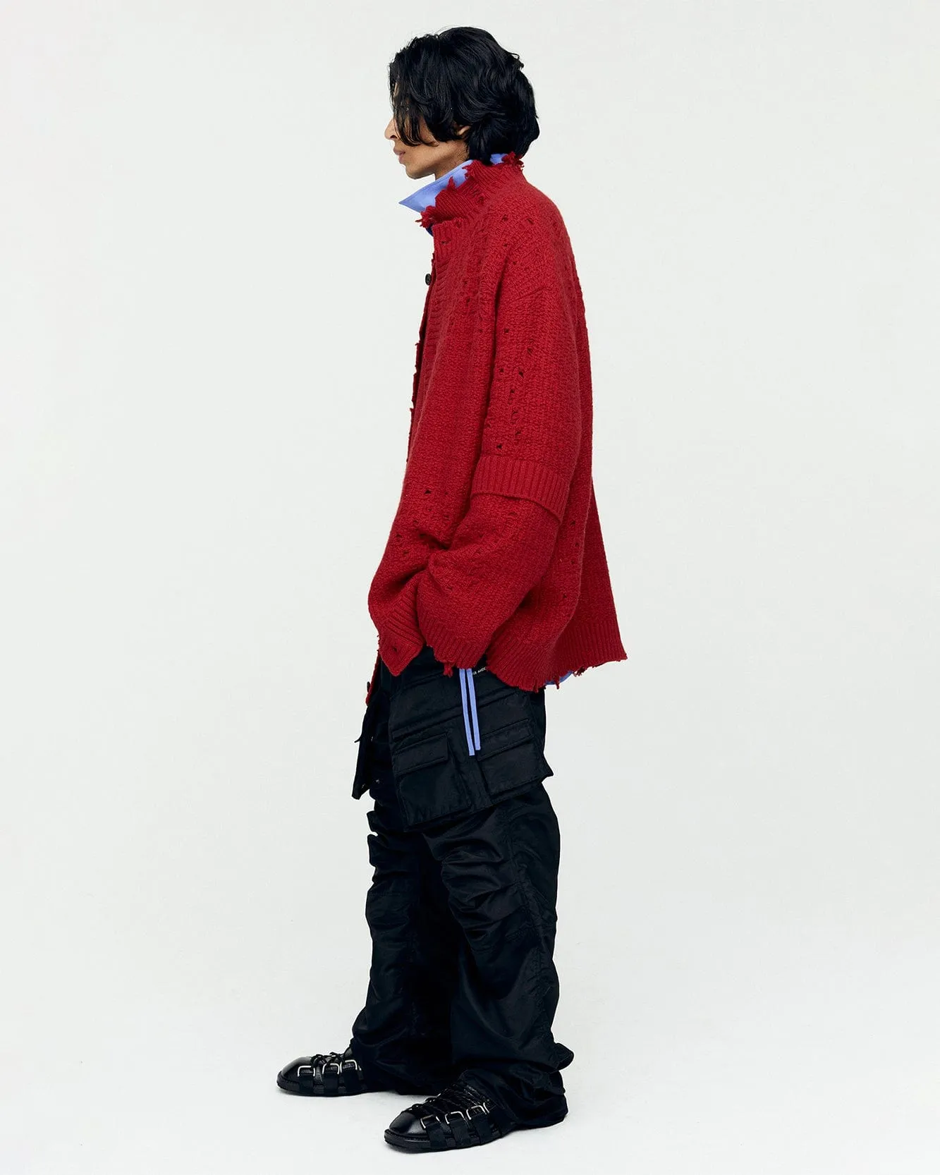 ROGHEN WOOL LONG CARDIGAN atb1156m(SCARLET)