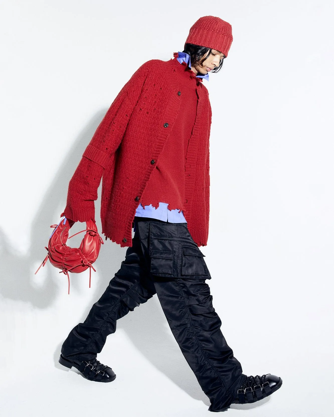 ROGHEN WOOL LONG CARDIGAN atb1156m(SCARLET)