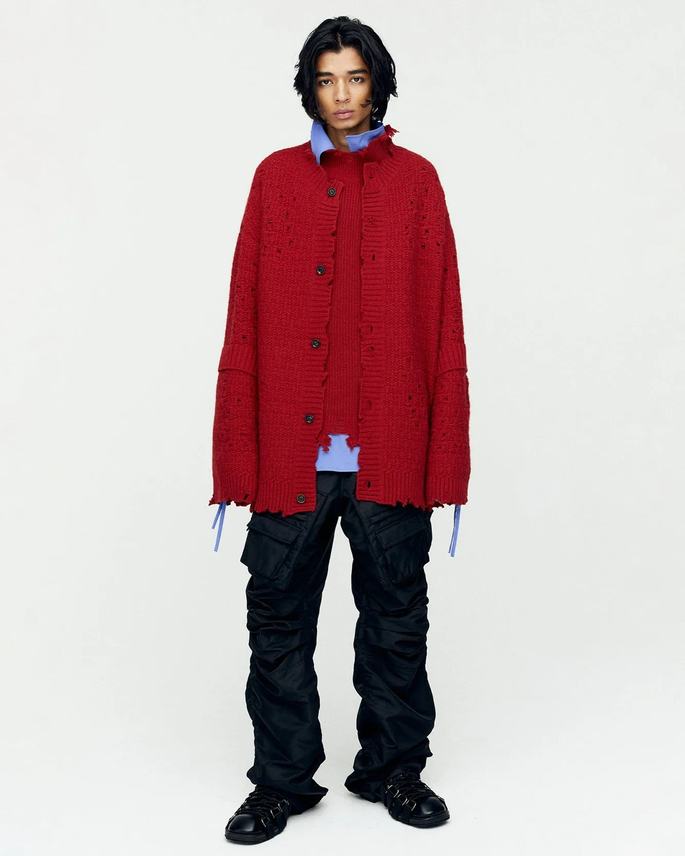 ROGHEN WOOL LONG CARDIGAN atb1156m(SCARLET)