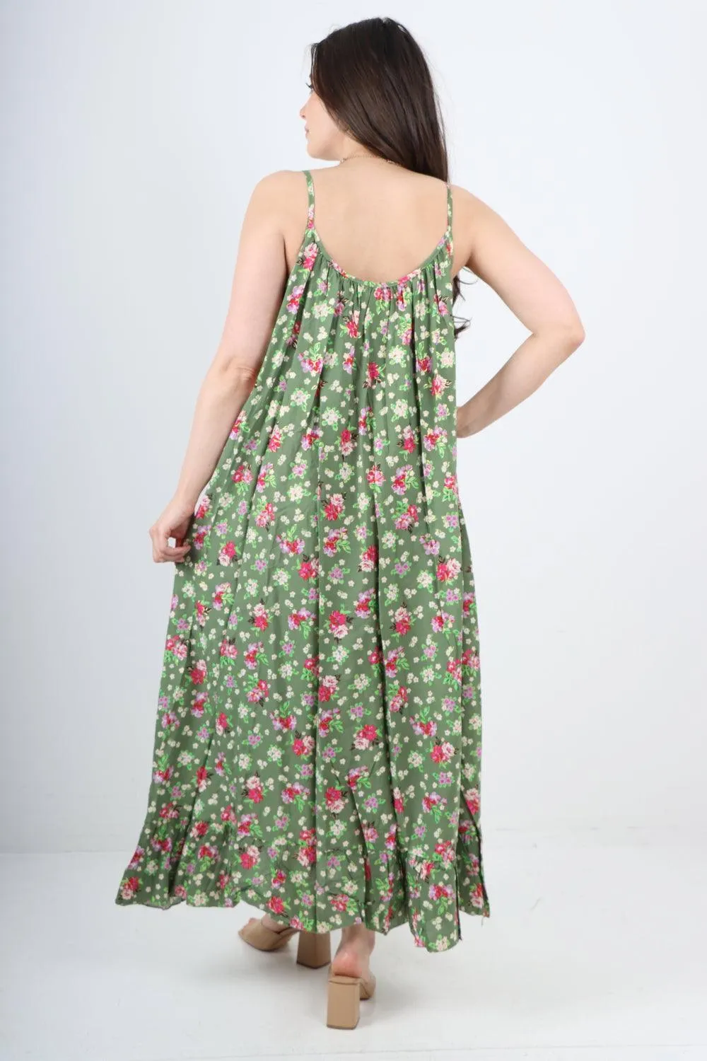 Small Floral Print  Frill Bottom  Sun Dress