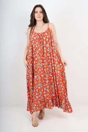 Small Floral Print  Frill Bottom  Sun Dress
