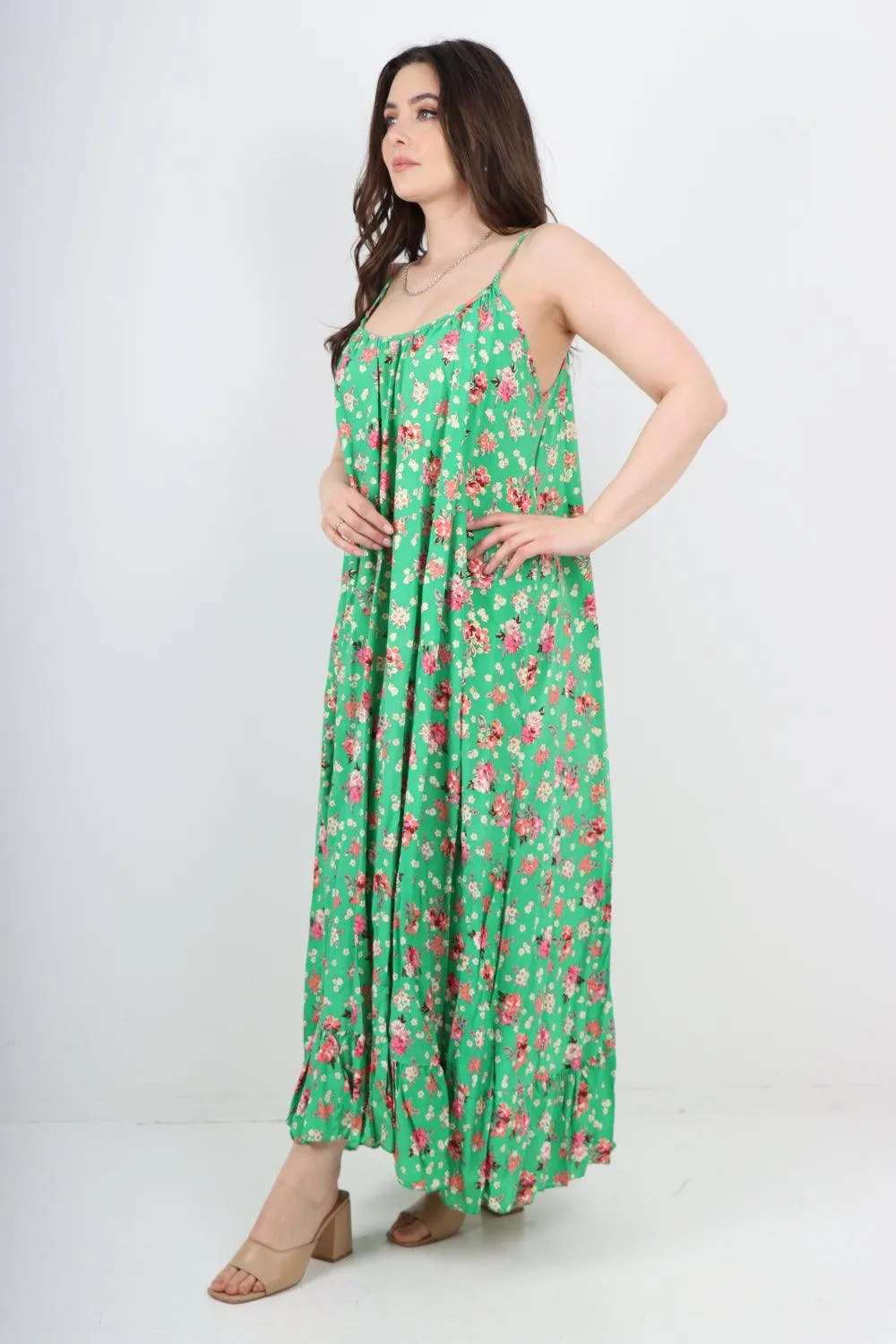 Small Floral Print  Frill Bottom  Sun Dress