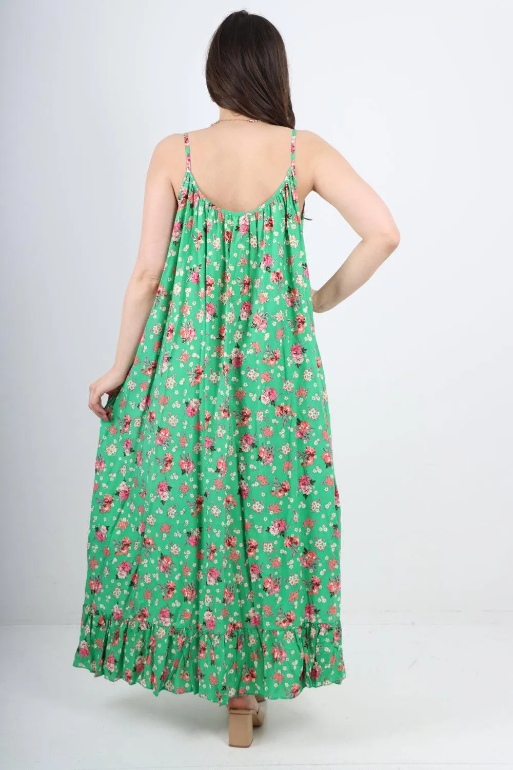 Small Floral Print  Frill Bottom  Sun Dress