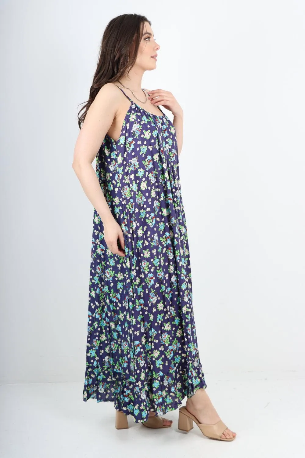 Small Floral Print  Frill Bottom  Sun Dress