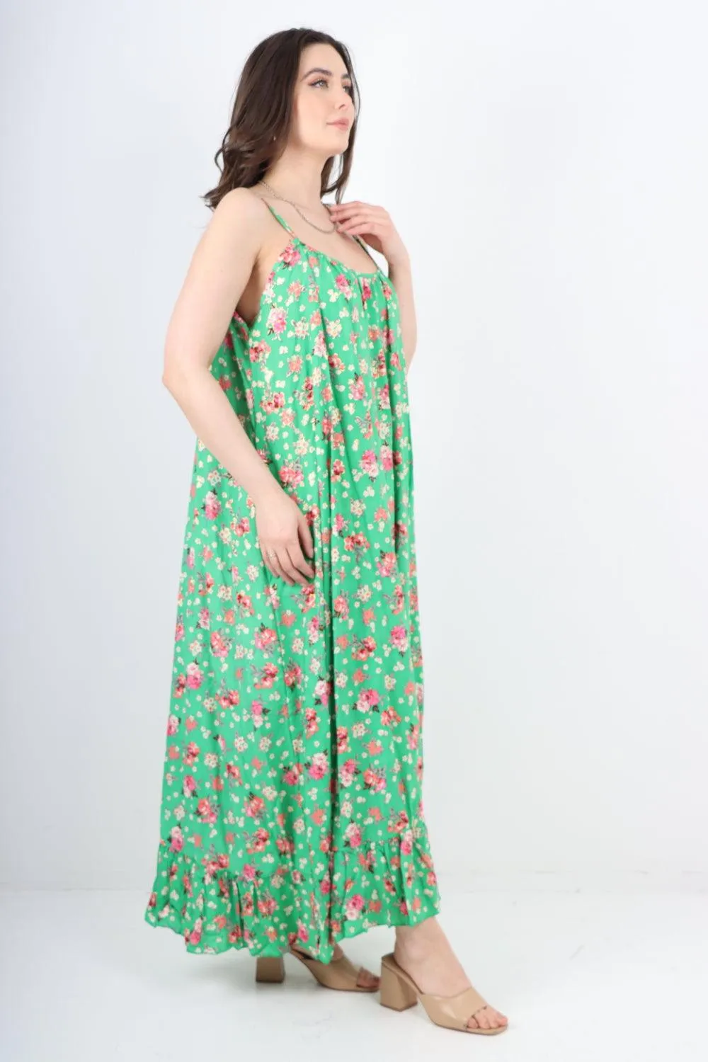 Small Floral Print  Frill Bottom  Sun Dress