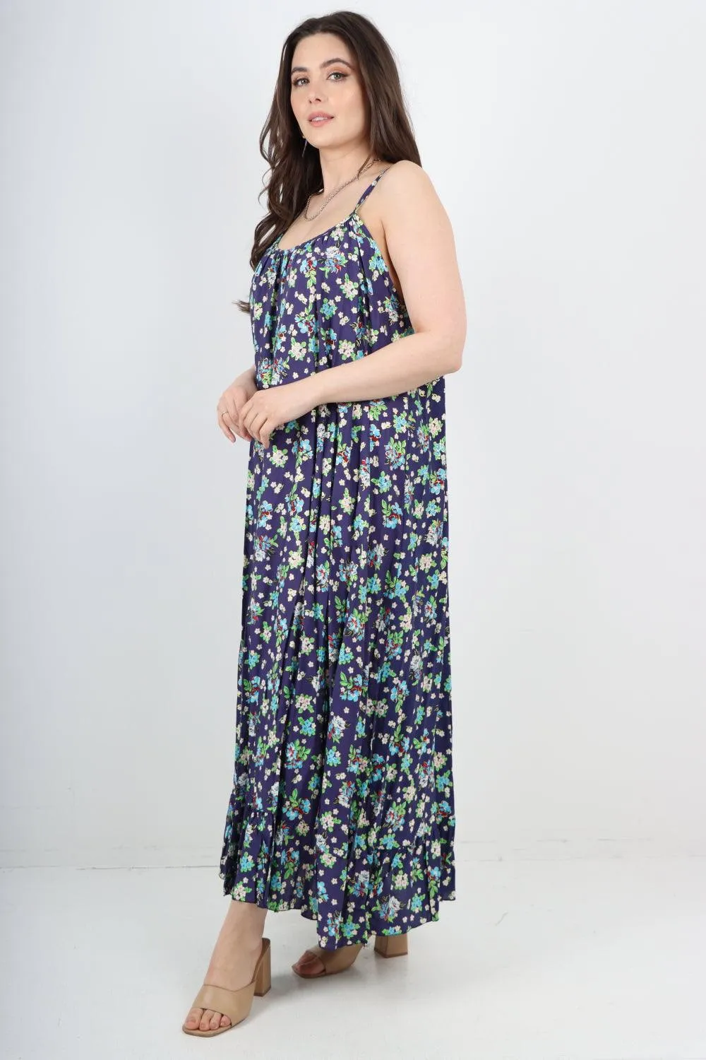 Small Floral Print  Frill Bottom  Sun Dress