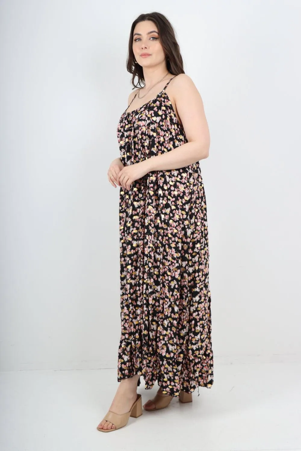 Small Floral Print  Frill Bottom  Sun Dress