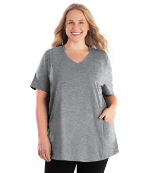 Stretch Naturals Lite Pocketed V-Neck Short Sleeve Top - FINAL SALE