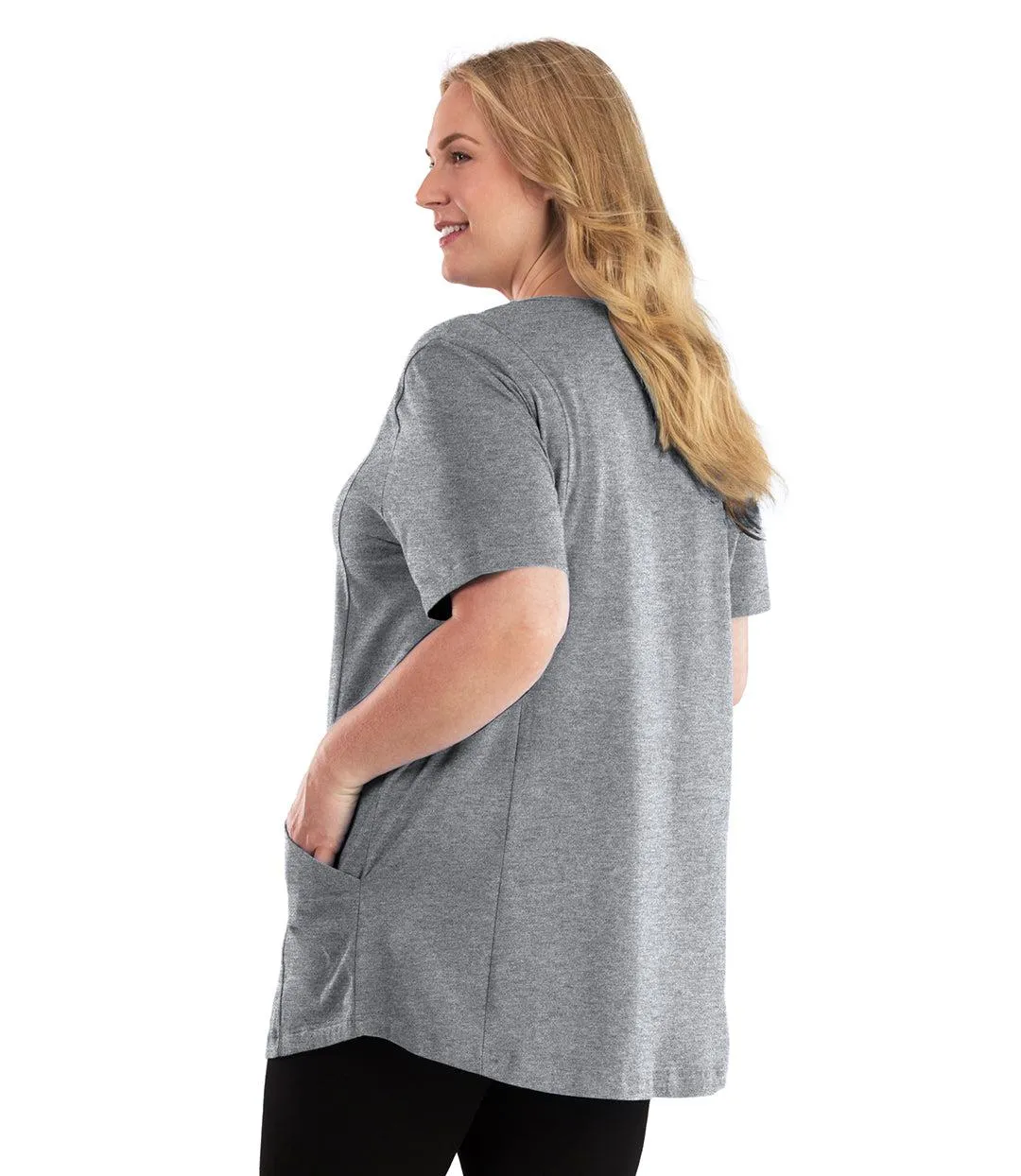 Stretch Naturals Lite Pocketed V-Neck Short Sleeve Top - FINAL SALE