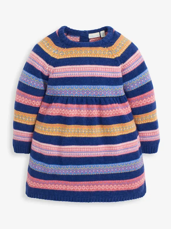 Stripe Fair Isle Navy Dress - Select Size
