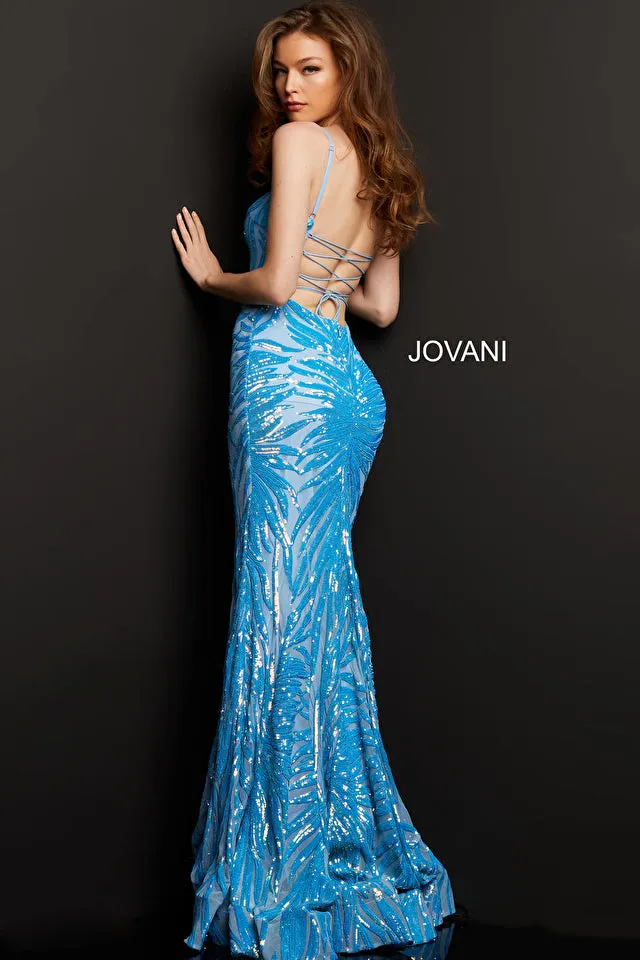 Velisa | Iridescent Spaghetti Strap Gown | Jovani 08481