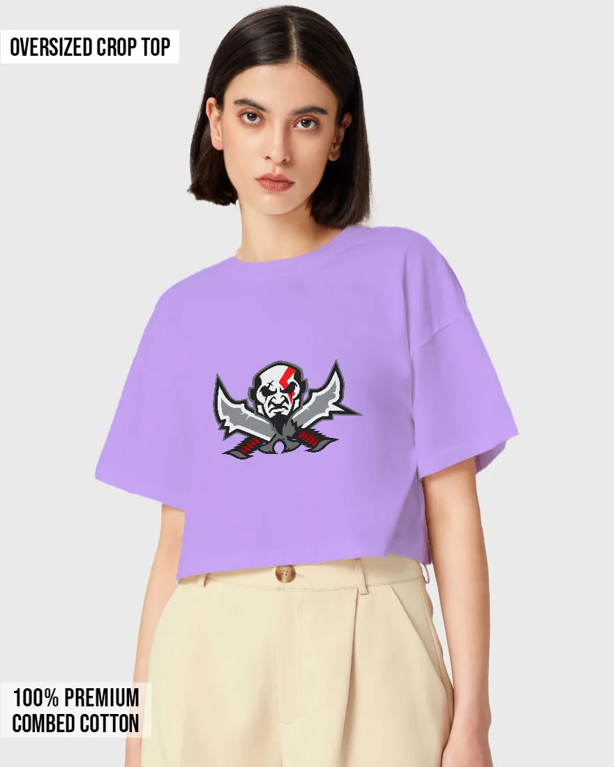 Womens Oversized Cropped TShirt Gaming God Of War Kratos