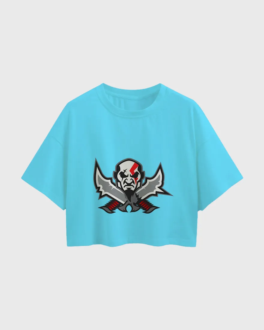 Womens Oversized Cropped TShirt Gaming God Of War Kratos