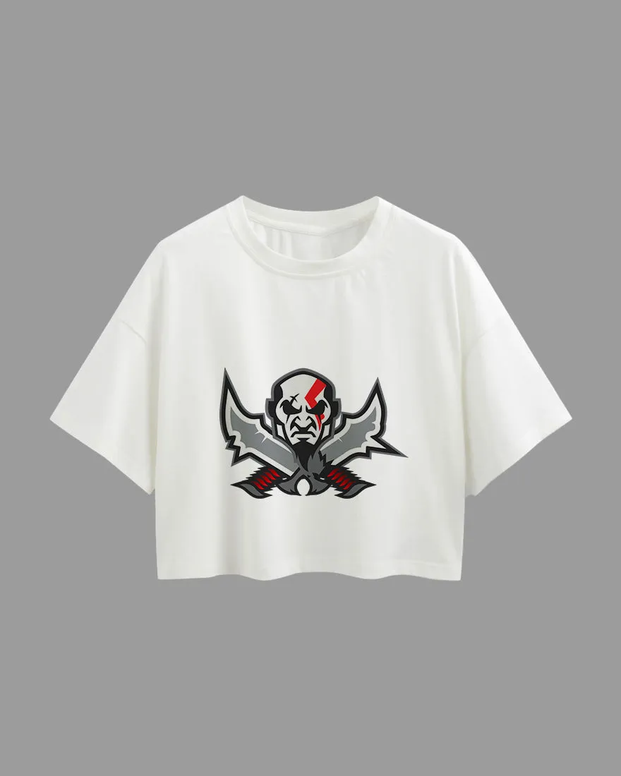 Womens Oversized Cropped TShirt Gaming God Of War Kratos