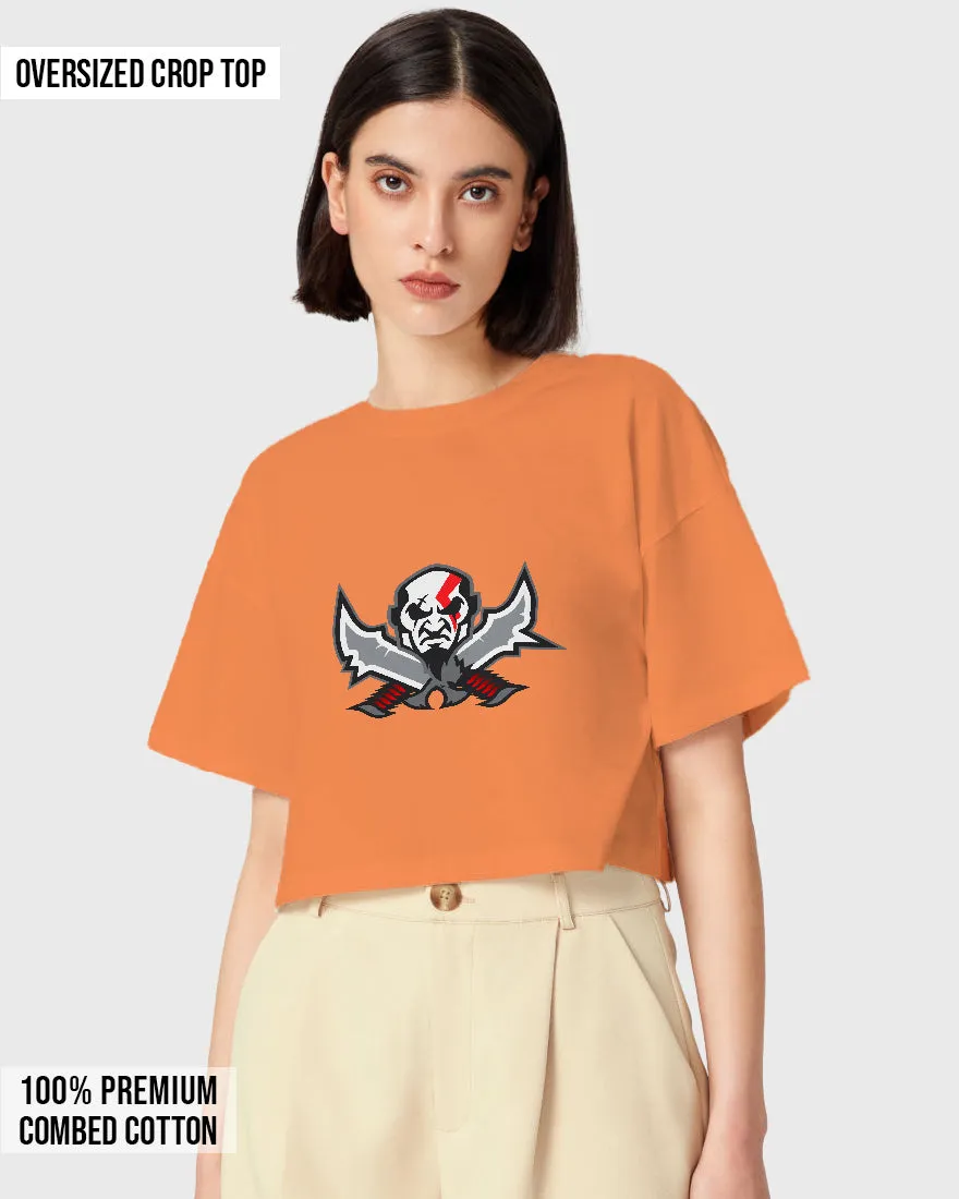 Womens Oversized Cropped TShirt Gaming God Of War Kratos