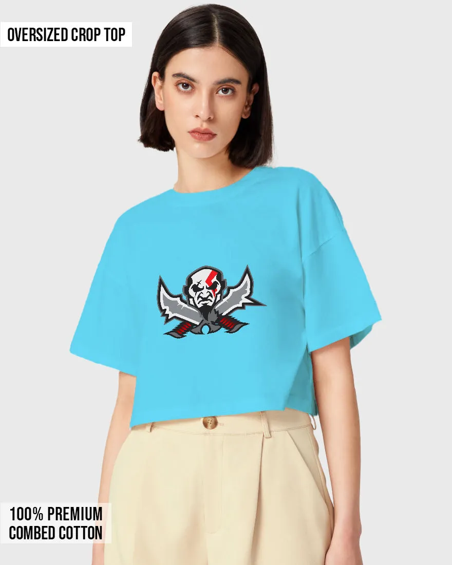 Womens Oversized Cropped TShirt Gaming God Of War Kratos