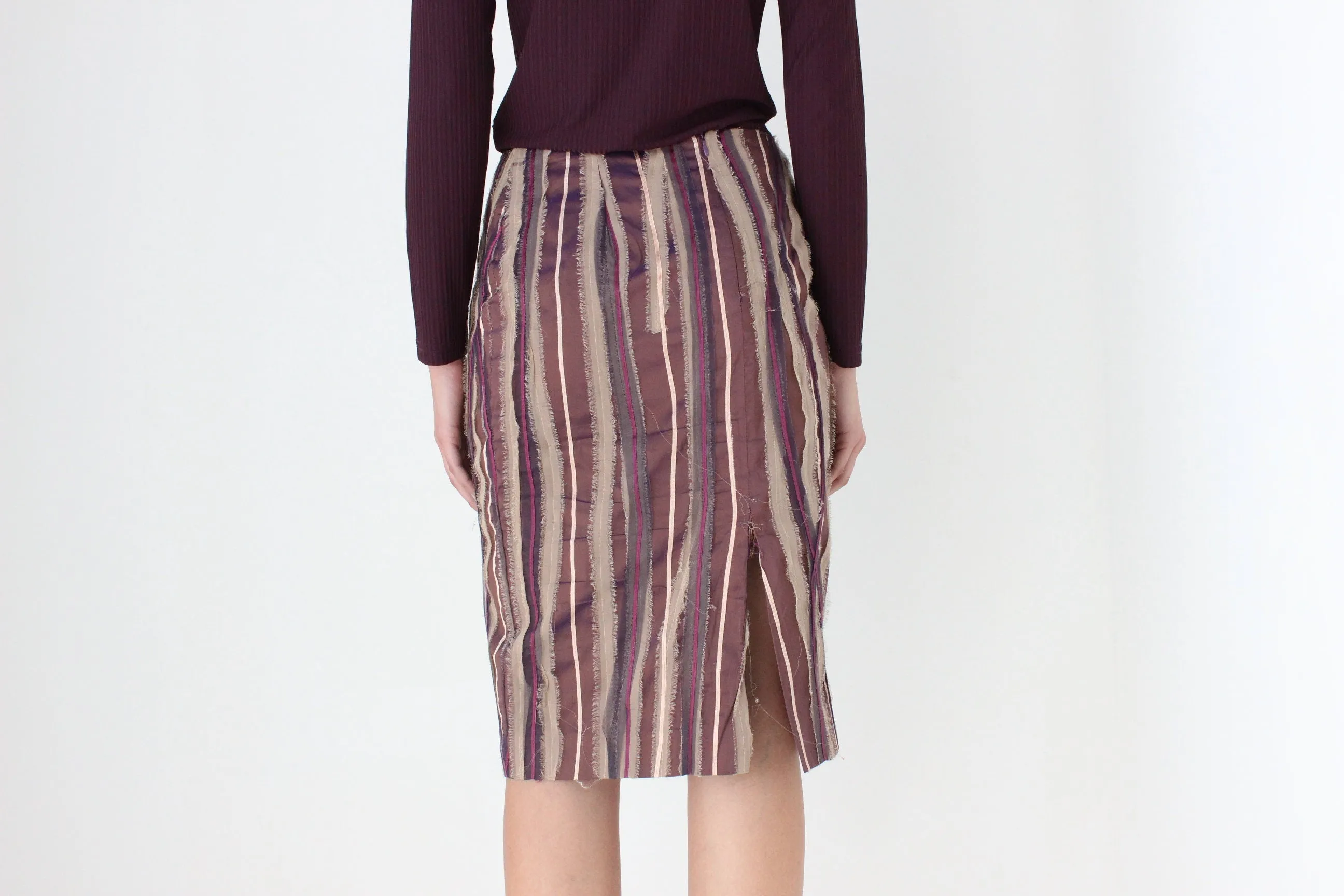 Y2K Textured Silk 3D Knee Length Skirt